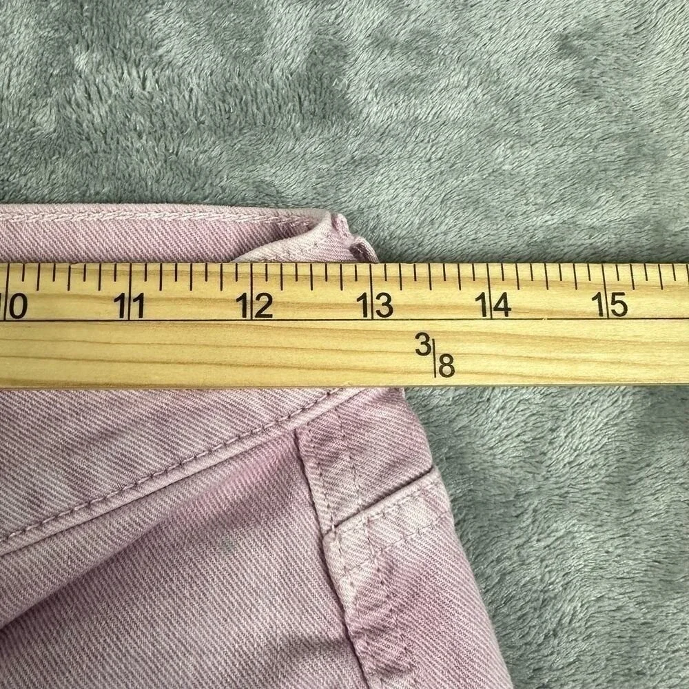 7 For All Mankind High Waist Cropped Straight Jeans Pink Acid Wash Size 26‎
